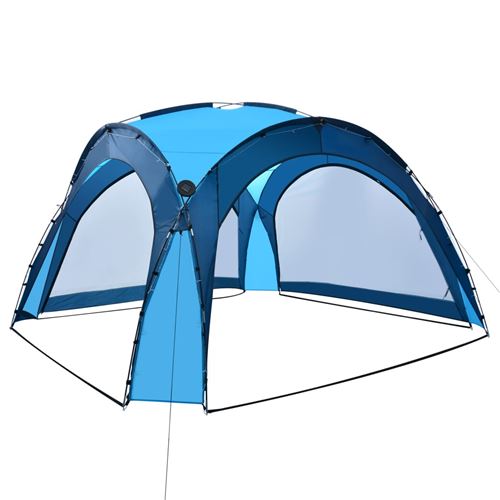 Tonnelle de camping Grästorp avec guirlande à 96 LED 345 x 345 x 247 cm  bleu [pro.tec]