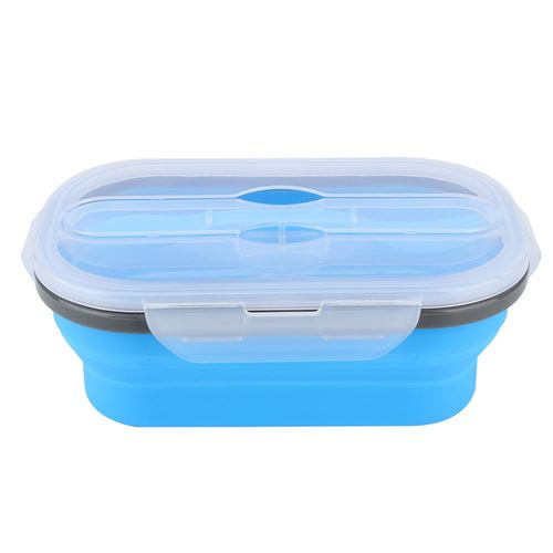 Lunch Box pliable en silicone portable 800 ml Boîtes à bento Bleu