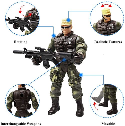 6 Pcs Grande Figurine d'action Jouet de Soldats avec Arme
