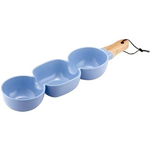 Ladelle bol a apéritif a 3 compartiments - bleu - porcelaine et bambou - 40 x 9,8 x 5,2 cm 61123