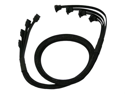 Nanoxia - SATA-kabel - Serial ATA 150/300/600 - SATA naar SATA - 85 cm - 90° connector, vergrendeld - zwart