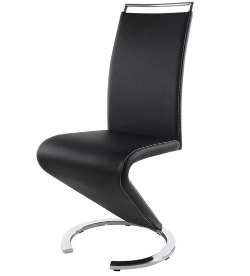 SIDNEY Lot de 2 chaises de salle a manger en metal - Simili noir - Contemporain - L 49,5 x P 61 cm