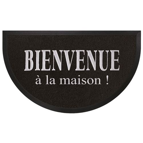 Tapis d'entrée demi-lune - 45 x 75 cm - Maison - Noir/Gris