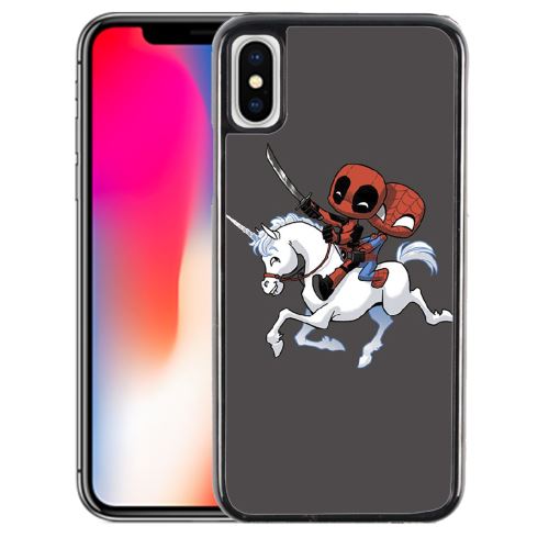 Coque pour iPhone XS licorne deadpool spiderman