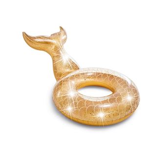 Intex - Bouée gonflable glitter Sirène - L. 147 x H. 79 cm - Doré - Glitter