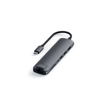 Adaptateur Satechi Slim Multi-port Type-C 4K Ethernet - Argent