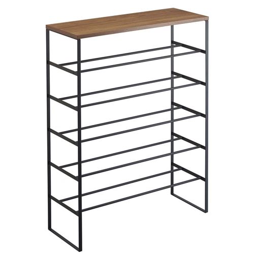 Yamazaki - Etagère à chaussures - Tower - Métal et Bois - Noir - Image 3