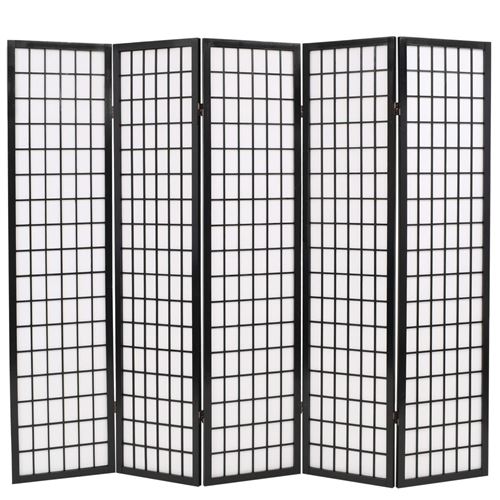 vidaXL Cloison de séparation 5 panneaux Style japonais 200x170 cm Noir