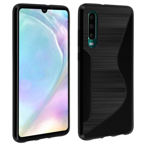 Coque Huawei P30 Silicone Gel S-Line Effet Brossé Carbone Noir Mat