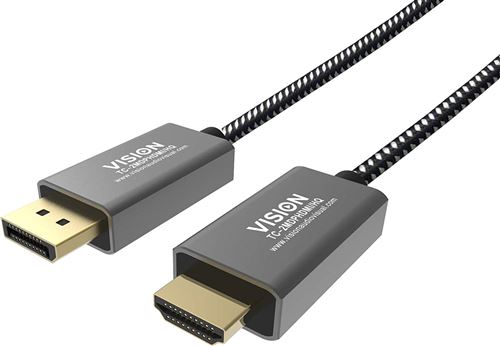 VISION 2m Braided DP to HDMI cable