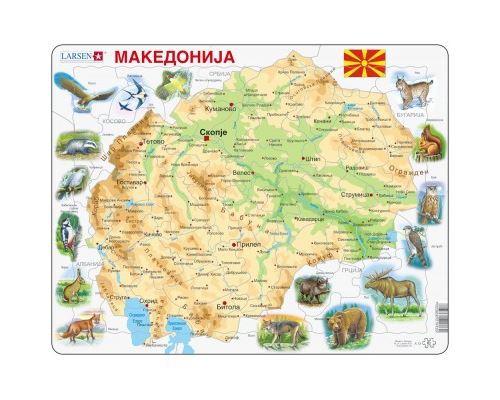 Puzzle 61 Pièces : Puzzle Cadre - Carte de la Macédoine, Larsen