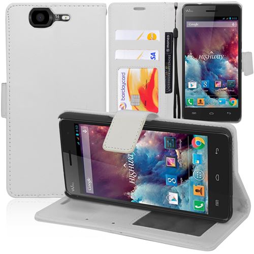 Housse Portefeuille Etui Clapet Folio Livre Rabat Support Intégré pour Wiko Highway/ Highway 4G - BLANC