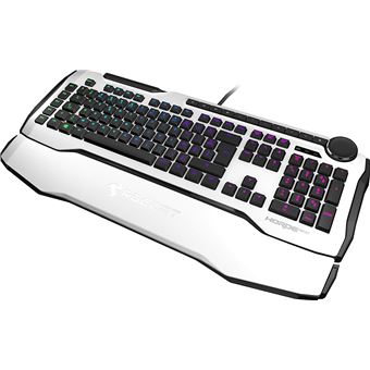 ROCCAT Horde AIMO – Clavier Gaming Membranical RGB, Rétroéclairage LED AIMO, disposition des touches optimisée, macros Quick-fire, Molette de Commande configurable, USB, blanc