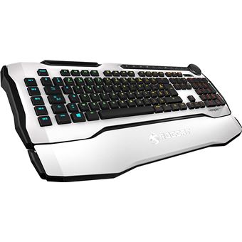 ROCCAT Horde AIMO – Clavier Gaming Membranical RGB, Rétroéclairage LED AIMO, disposition des touches optimisée, macros Quick-fire, Molette de Commande configurable, USB, blanc
