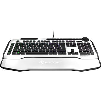 ROCCAT Horde AIMO – Clavier Gaming Membranical RGB, Rétroéclairage LED AIMO, disposition des touches optimisée, macros Quick-fire, Molette de Commande configurable, USB, blanc