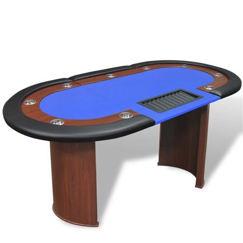vidaXL Table de poker avec lieu de croupier et bac de jetons pour 10 joueurs Bleu
