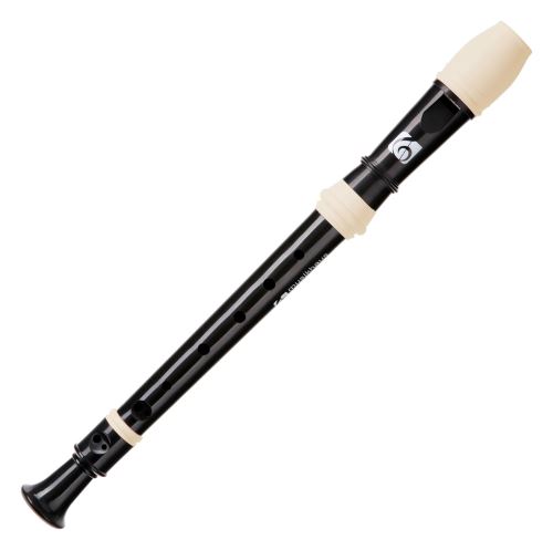 Kirstein Flûte à bec soprano (do),avec doigté allemande, avec trou de jeu double, noir/blanc