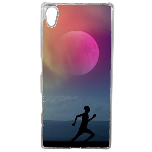 Coque Silhouette Joggeur Fitness Lune Compatible Sony Xperia Z4 Transparent