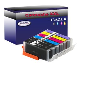Lot de 6 Cartouches Compatibles pour Canon Pixma TS705, TS8100 - T3AZUR - 1