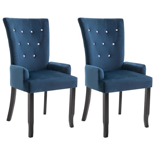 vidaXL Eetkamerstoel met armleuningen 2 st fluweel donkerblauw