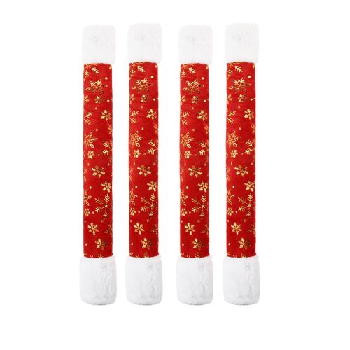 4 Pack réfrigérateur au four poignée de porte housse de protection - décoration de noël , Rouge&Blanc