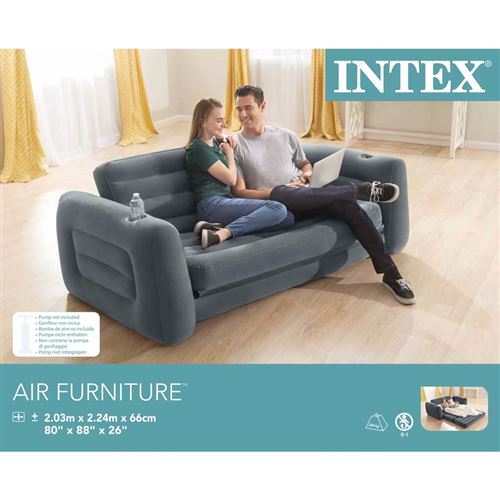 Intex Canapé gonflable Gris Vinyle Couchages Achat Intex Canapé gonflable Gris Vinyle Couchages Achat