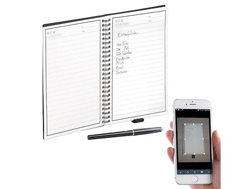 Carnet réutilisable A5 avec stylo noir et application