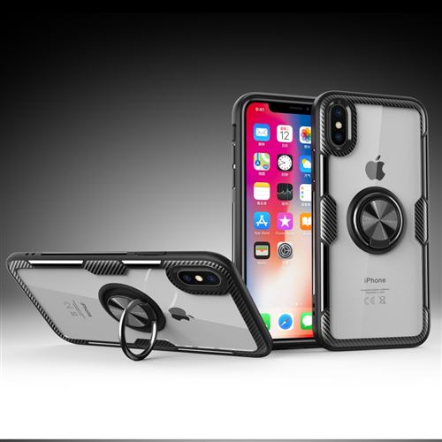 Coque en TPU anneau de doigt verre combo noir pour votre Apple iPhone XS Max 6.5 pouces