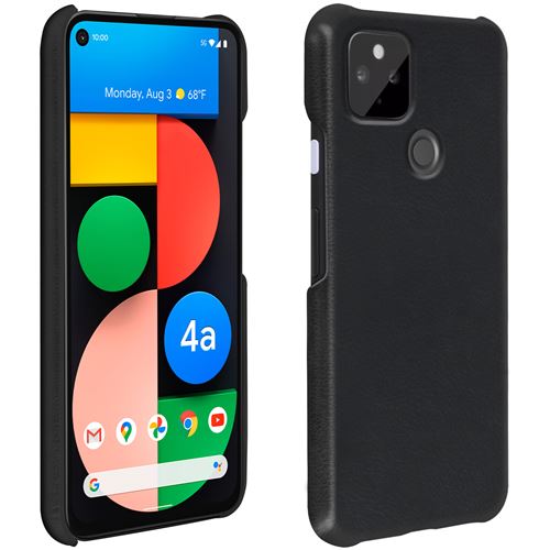Avizar Coque pour Google Pixel 4A 5G Protection Rigide Légère Aspect Cuir Vintage Noir