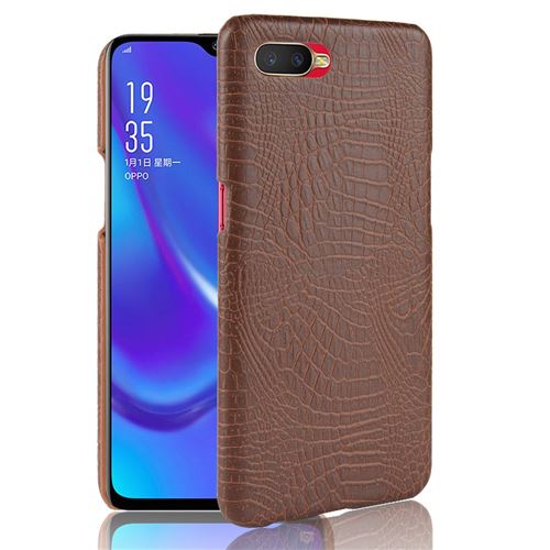 Etui en PU enduit de crocodile café pour votre Oppo K1