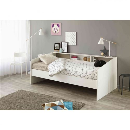 Lit 90x200 en bois blanc megève - LT1028 - Terre de Nuit