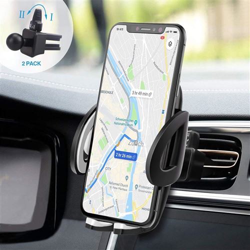 IZUKU - Support Telephone Voiture Ventilation Rotation 360° Universel - Noir