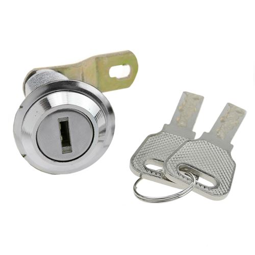 Serrure à came batteuse barillet 27mm x M18 avec clé plat