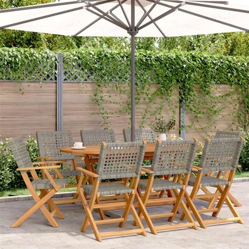 Non Communiqué Gris Vidaxl Chaises De Jardin Pliantes Lot De 8 Poly Rotin Bois Massif, Siège De Jardin, Chaise De Patio, Chaise À Manger De 3214561