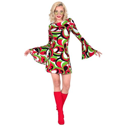 Déguisement Seventies Robe Rouge Groovy Femme S Rouge 048751 W Widmann Milano Party Fashion S - 048751 W WIDMANN MILANO Party Fashion