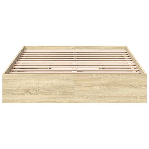 VidaXL Cadre De Lit Avec Tiroirs - Lit Simple 90x200cm Chêne Sonoma Avec Sommier à Lattes Et Rangement Pratique