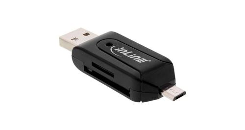 Lecteur double carte inline® otg pour sd et microsd pour android et pc