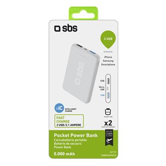 Batterie externe 5000 mAh Fast charge, pocket design