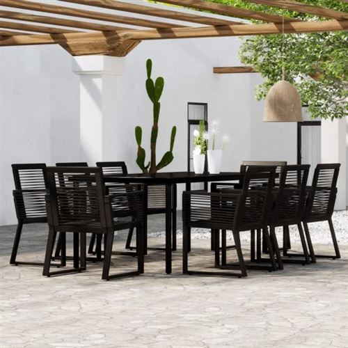 Non Communiqué Noir Vidaxl Ensemble De Salle À Manger De Jardin, 9 Pcs,