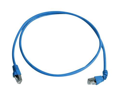 Telegärtner MP8 FS 500 - Cordon de raccordement - RJ-45 (M) pour RJ-45 (M) - 2 m - SFTP, PiMF - CAT 6a - connecteur à 90°, démarré, sans halogène, moulé, bloqué - bleu