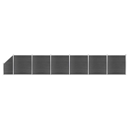 VidaXL Ensemble de panneau de clôture WPC 1138x(105-186) cm Noir