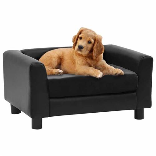 Comparer les prix de vidaXL Canapé pour chien Noir 60x43x30 cm Peluche et similicuir