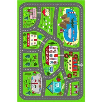Tapis enfant Circuit de voiture 100 x 160 cm - Vert - 1