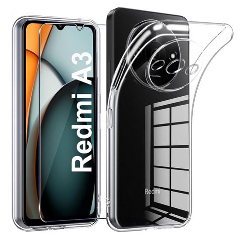 Coque pour Xiaomi Redmi A3 / Poco C61 4G - housse etui silicone gel fine + film ecran - TRANSPARENT TPU - htdmobiles
