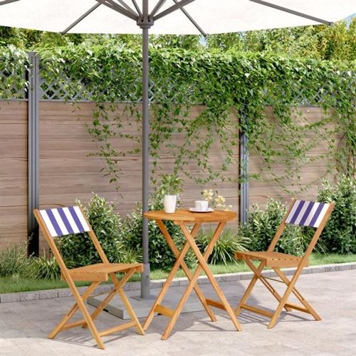 Non Communiqué Gris Vidaxl Ensemble De Bistro 3 Pcs Bleu Et Blanc Tissu Et Bois Massif, Ensemble De Bistro De Jardin, Ensemble De Balcon, 3281753