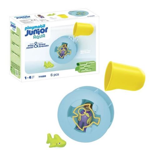 Playmobil Junior 71688 Roue Aquatique Avec Bébé Requin Comprend Un Personnage, Un Bébé Requin Et Une Roue Aquatique - Des 1 An