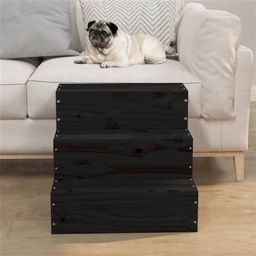 Comparer les prix de vidaXL Escalier pour animaux de compagnie Noir 40x37,5x35 cm Bois pin
