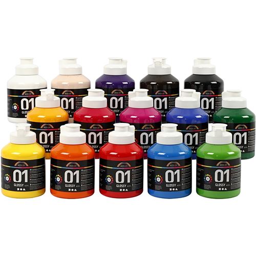 A-Color peinture acrylique brillant 15 pièces 500 ml multicolore