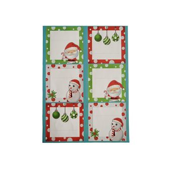 12 étiquettes adhésives de Noël - Bonhomme de neige et Ours blanc -  Emballage, pochette et sachet cadeau - Creavea