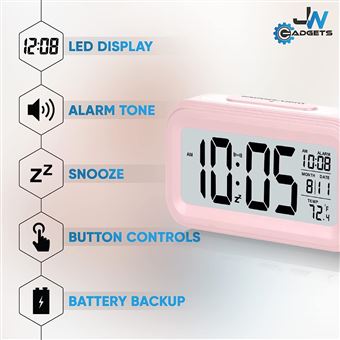 Réveil Digital Qumox Alarme Horloge Numérique Alarm Clock LCD rose avec  fonction Snooze, Rétro-éclairage vision de nuit lumière de Nuit,  Température - Radio-réveil - Achat & prix